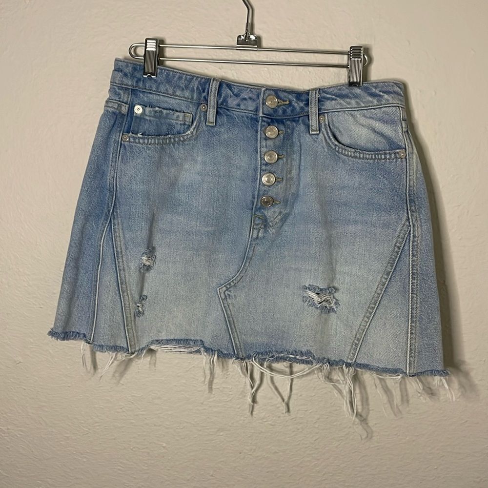 Free People We the Free Ripped Denim Skirt